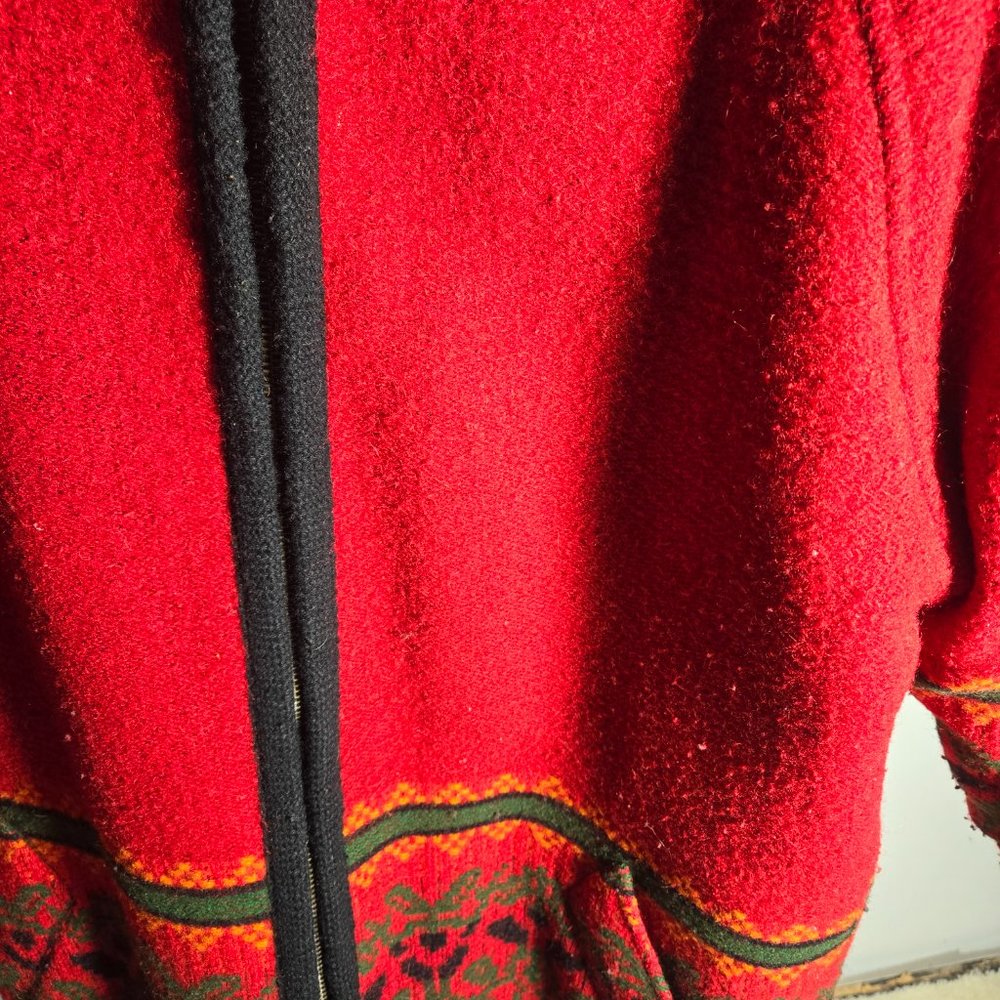 Vtg Woolrich Blanket Wool Coat/ Jacket Aztec Zip Up With Hood Women's Medium - Picture 3 of 5